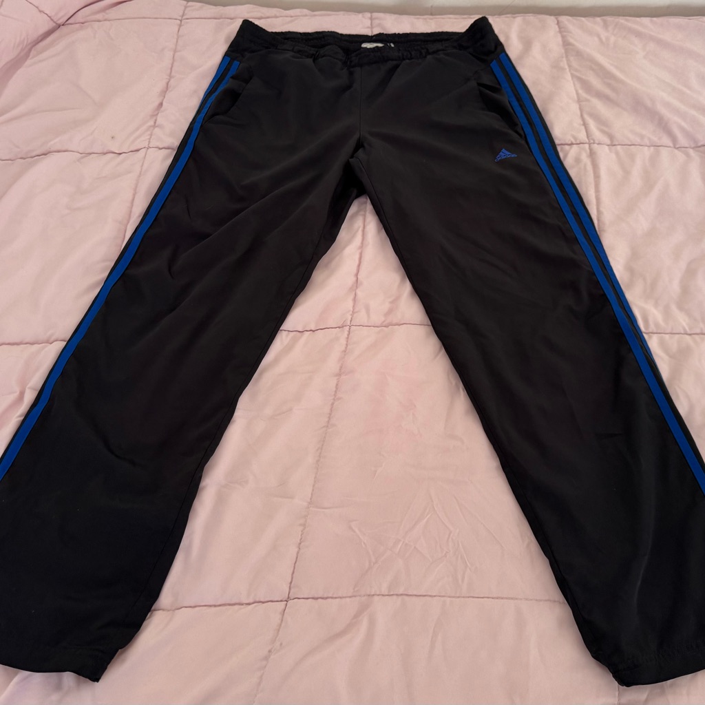 Adidas Climalite Black And Blue Men's Pull On Drawstring Track Pants, Size L